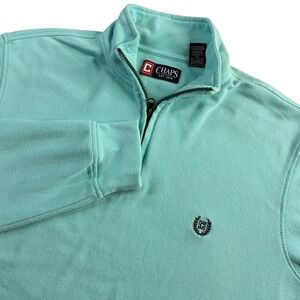 Chaps Men's Sweatshirt Mint Green L/G Pullover Long Sleeve Mock Neck Quarter Zip